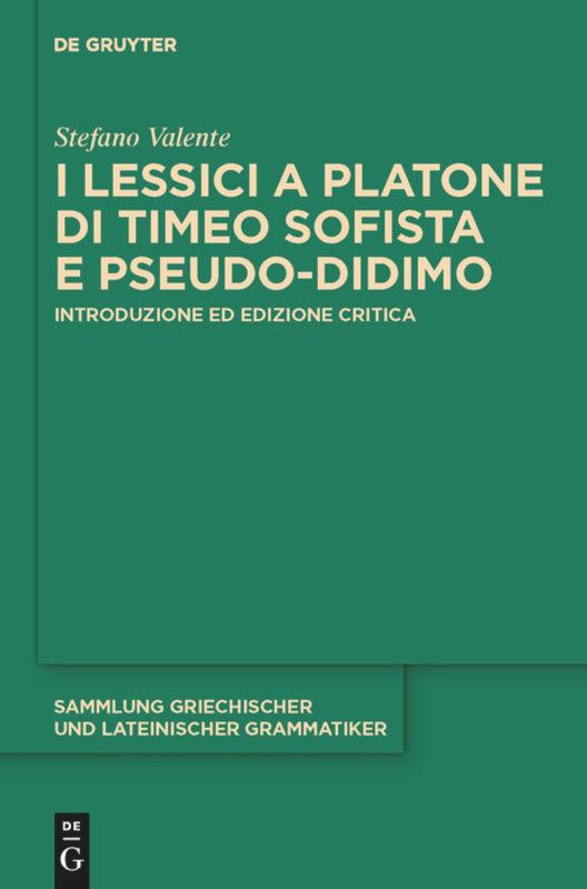 I lessici a Platone di Timeo Sofista e Pseudo-Didimo