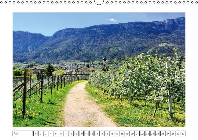 Südtirol im Frühling. Etschtal, Überetsch und Unterland. (Wandkalender immerwährend DIN A3 quer)