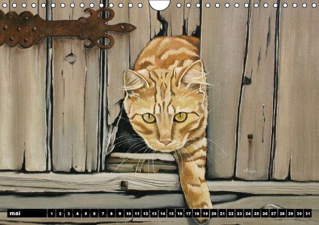 Chats d'Artiste Peintures d'Elisabeth BEGOT (Calendrier mural Calendrier perpétuel DIN A4 horizontal)