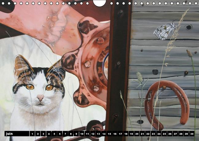 Chats d'Artiste Peintures d'Elisabeth BEGOT (Calendrier mural Calendrier perpétuel DIN A4 horizontal)