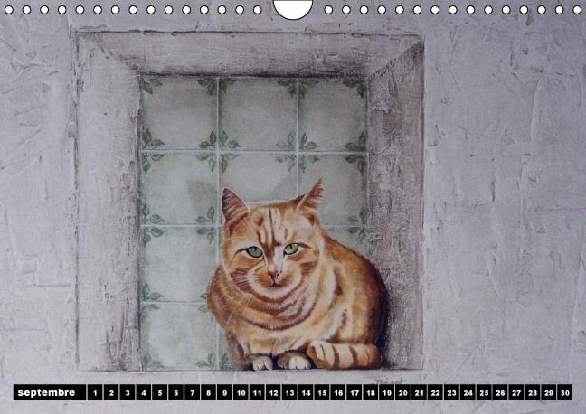 Chats d'Artiste Peintures d'Elisabeth BEGOT (Calendrier mural Calendrier perpétuel DIN A4 horizontal)