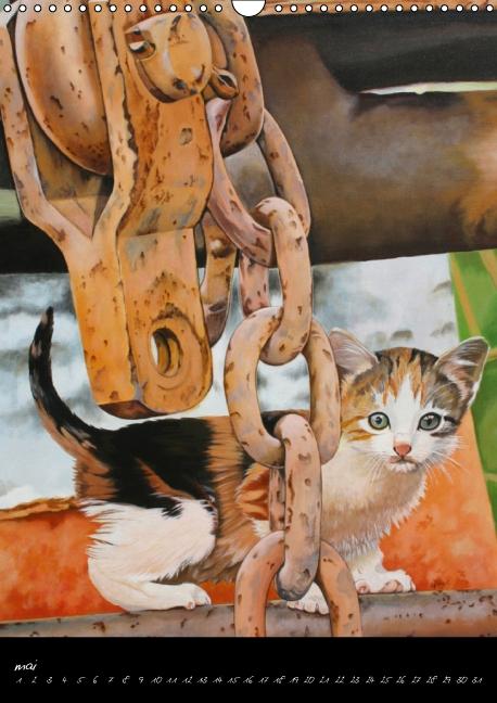 Toiles & Chats Peintures d'Elisabeth BEGOT (Calendrier mural Calendrier perpétuel DIN A3 vertical)