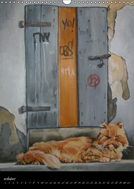 Toiles & Chats Peintures d'Elisabeth BEGOT (Calendrier mural Calendrier perpétuel DIN A3 vertical)