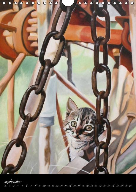 Toiles & Chats  Peintures d'Elisabeth BEGOT (Calendrier mural Calendrier perpétuel DIN A4 vertical)