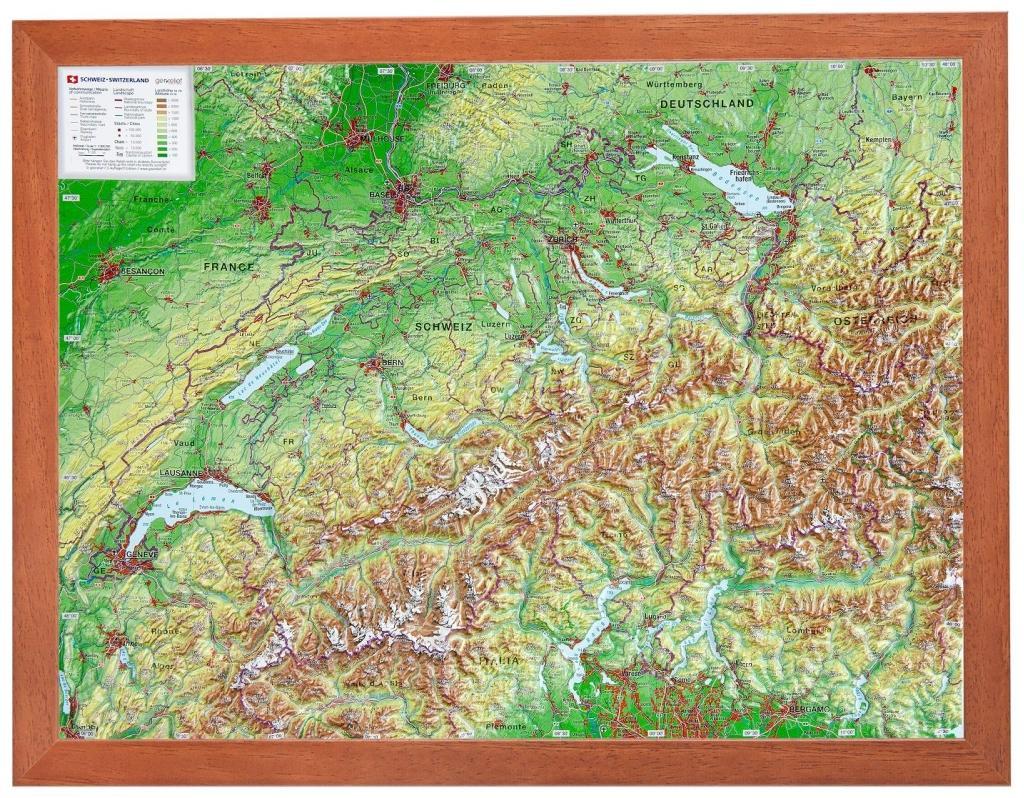 Relief Schweiz klein 1:1 MIO mit Holzrahmen