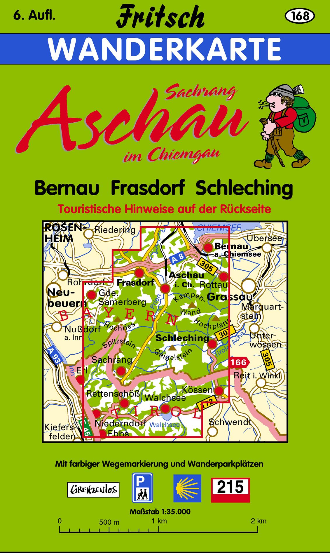 Aschau im Chiemgau. Bernau, Frasdorf, Sachrang, Schleching 1 : 35 000. Fritsch Wanderkarte