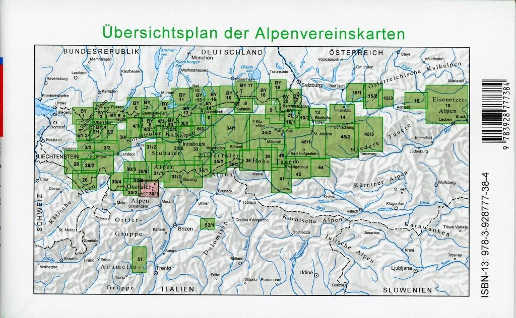 DAV Alpenvereinskarte 30/1 Ötztaler Alpen Gurgl 1 : 25 000