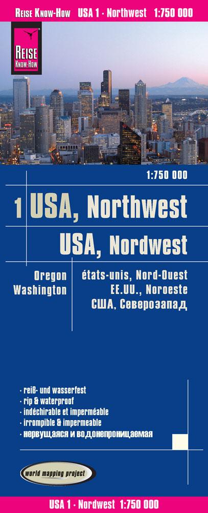 Reise Know-How Landkarte USA 01, Nordwest (1:750.000) : Washington und Oregon