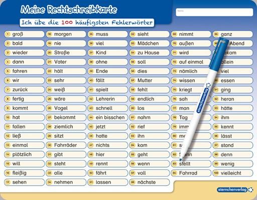 Meine Rechtschreibkarte - Ich übe die 100 häufigsten Fehlerwörter