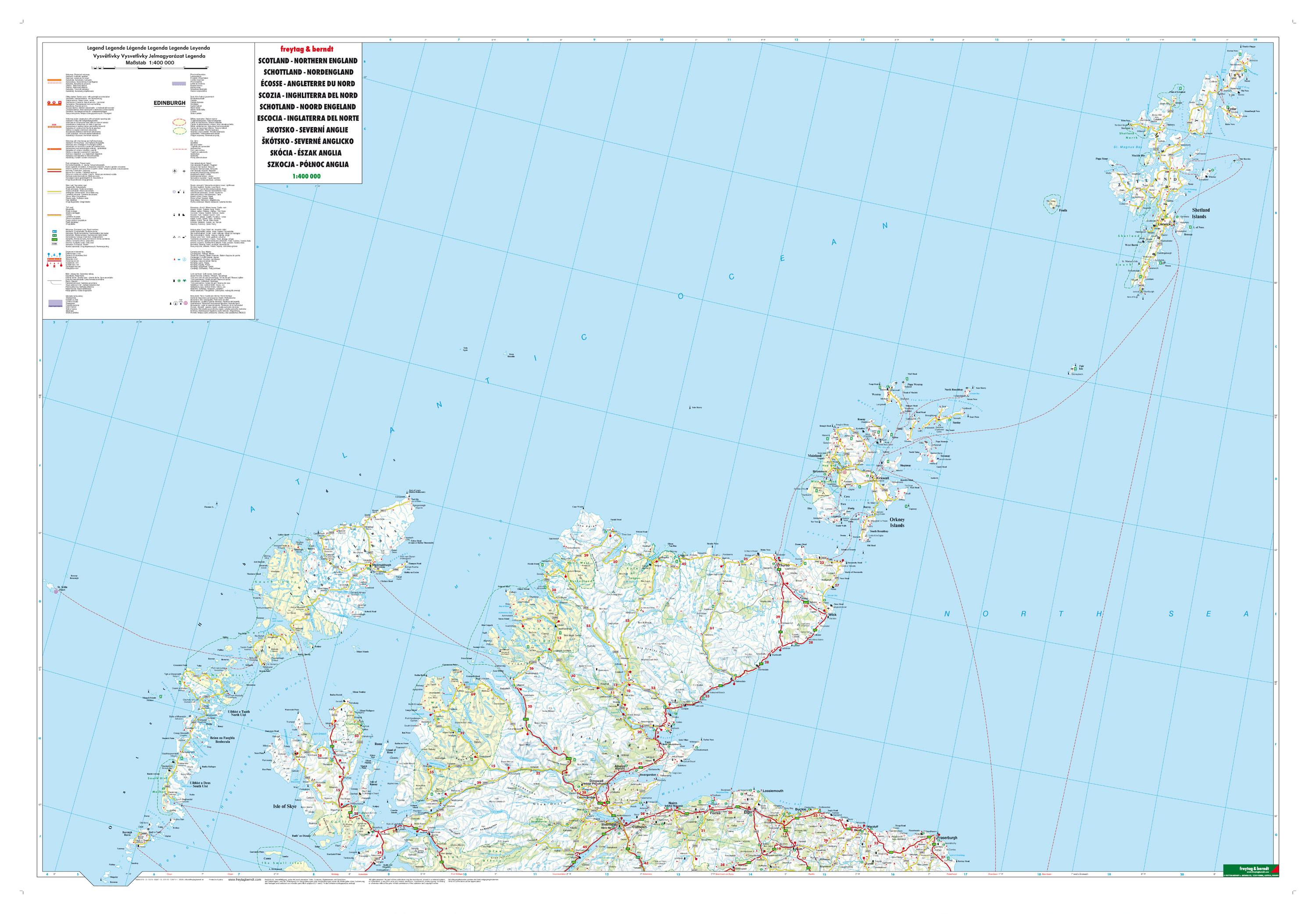 Schottland, Nordengland 1 : 400 000. Autokarte