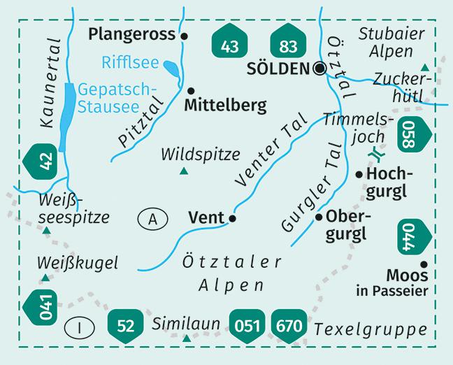 Inneres Ötztal und Pitztal, Gurgler Tal, Venter Tal 1:25 000