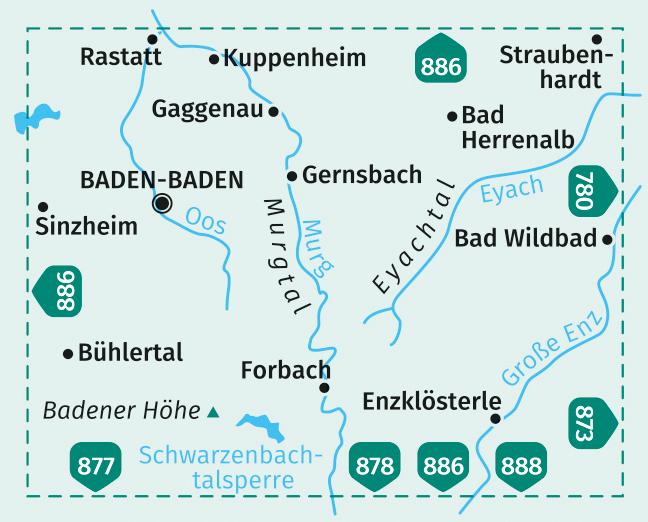 Baden-Baden, Murgtal, Gaggenau, Gernsbach, Bad Herrenalb 1:25 000