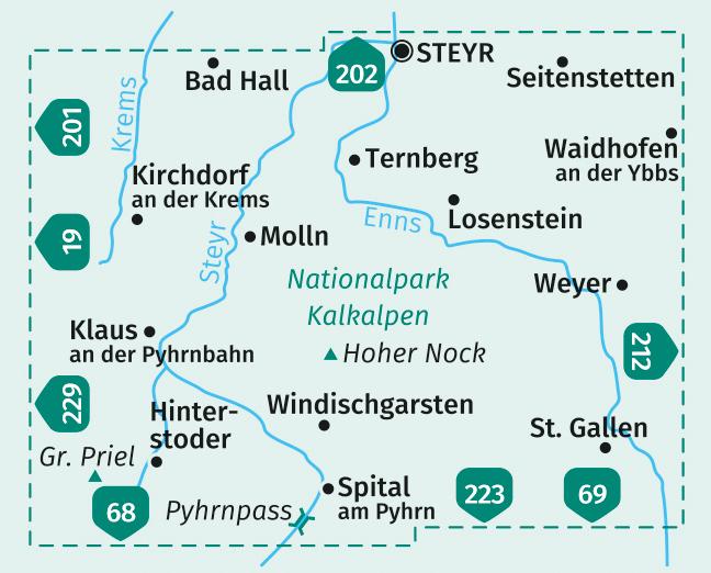 KOMPASS Wanderkarte 70 Nationalpark Kalkalpen, Ennstal, Steyrtal, Pyhrn-Priel-Region 1:50.000