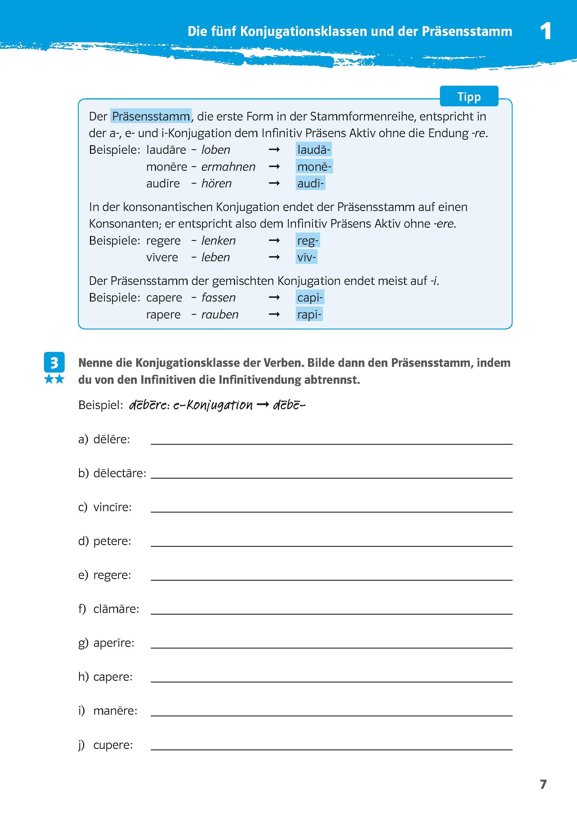 Klett 10-Minuten-Training Latein Grammatik Verben konjugieren 1./2. Lernjahr