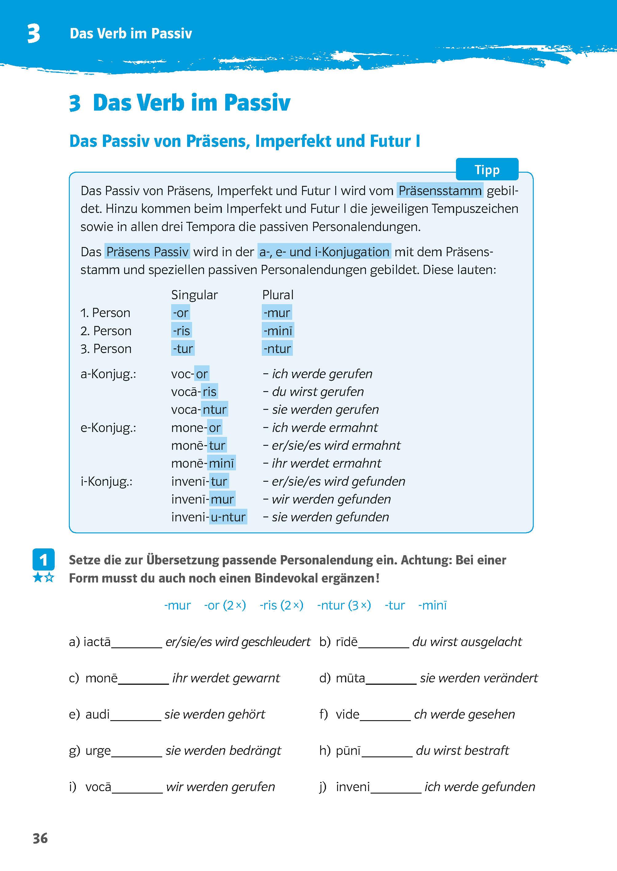 Klett 10-Minuten-Training Latein Grammatik Verben konjugieren 1./2. Lernjahr