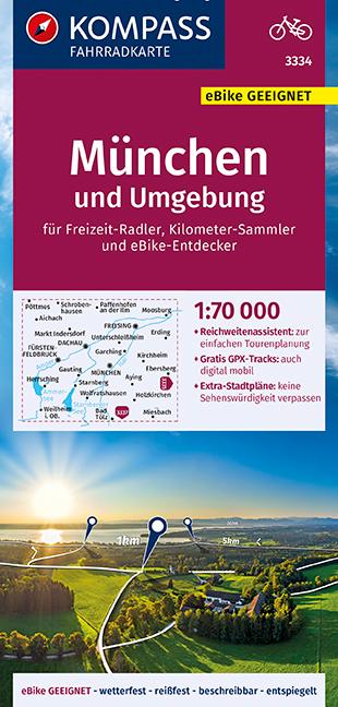 KOMPASS Fahrradkarte München und Umgebung 1:70.000, FK 3334