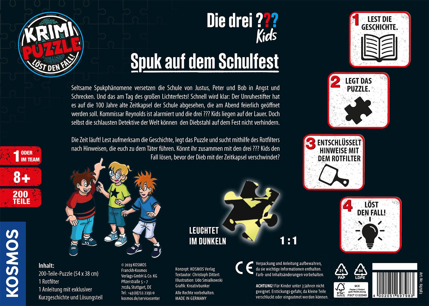 Krimipuzzle ??? Kids 200 Teile / Spuk auf dem Schulfest (drei Fragezeichen)