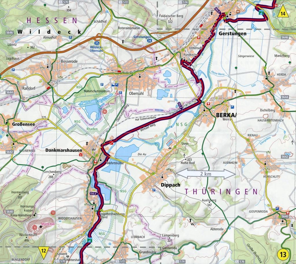 Radwanderkarte Werratal-Radweg, Werraquellen - Hann. Münden 1 : 50 000