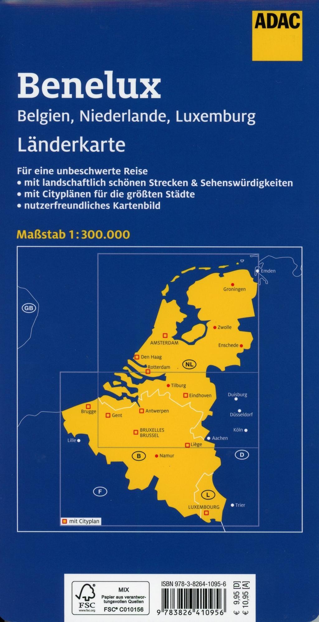 ADAC LänderKarte Benelux 1:300 000