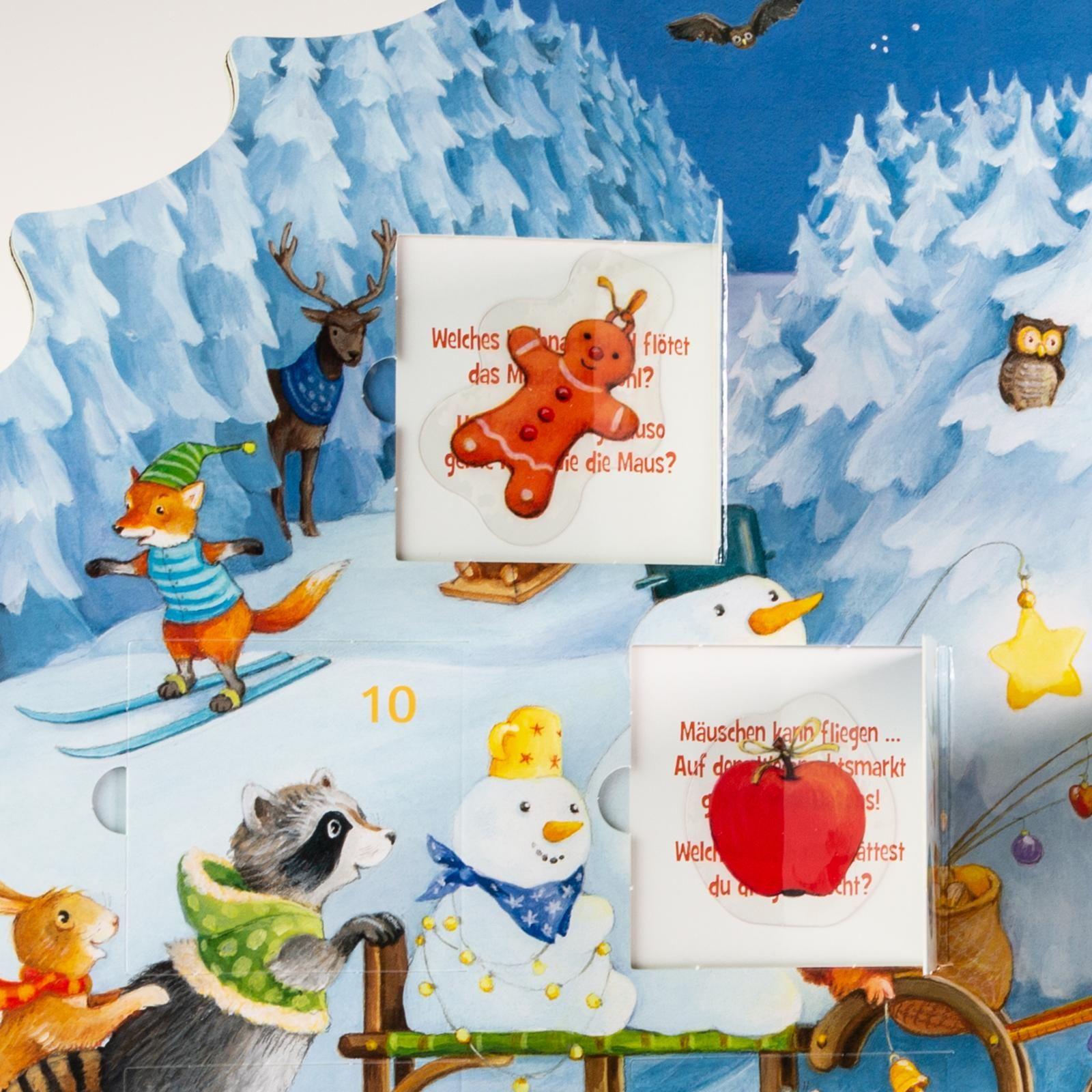 Mein erstes Adventskalender-Buch zum Suchen und Schmücken - Mit 24 Türchen und Spiel-Stickern