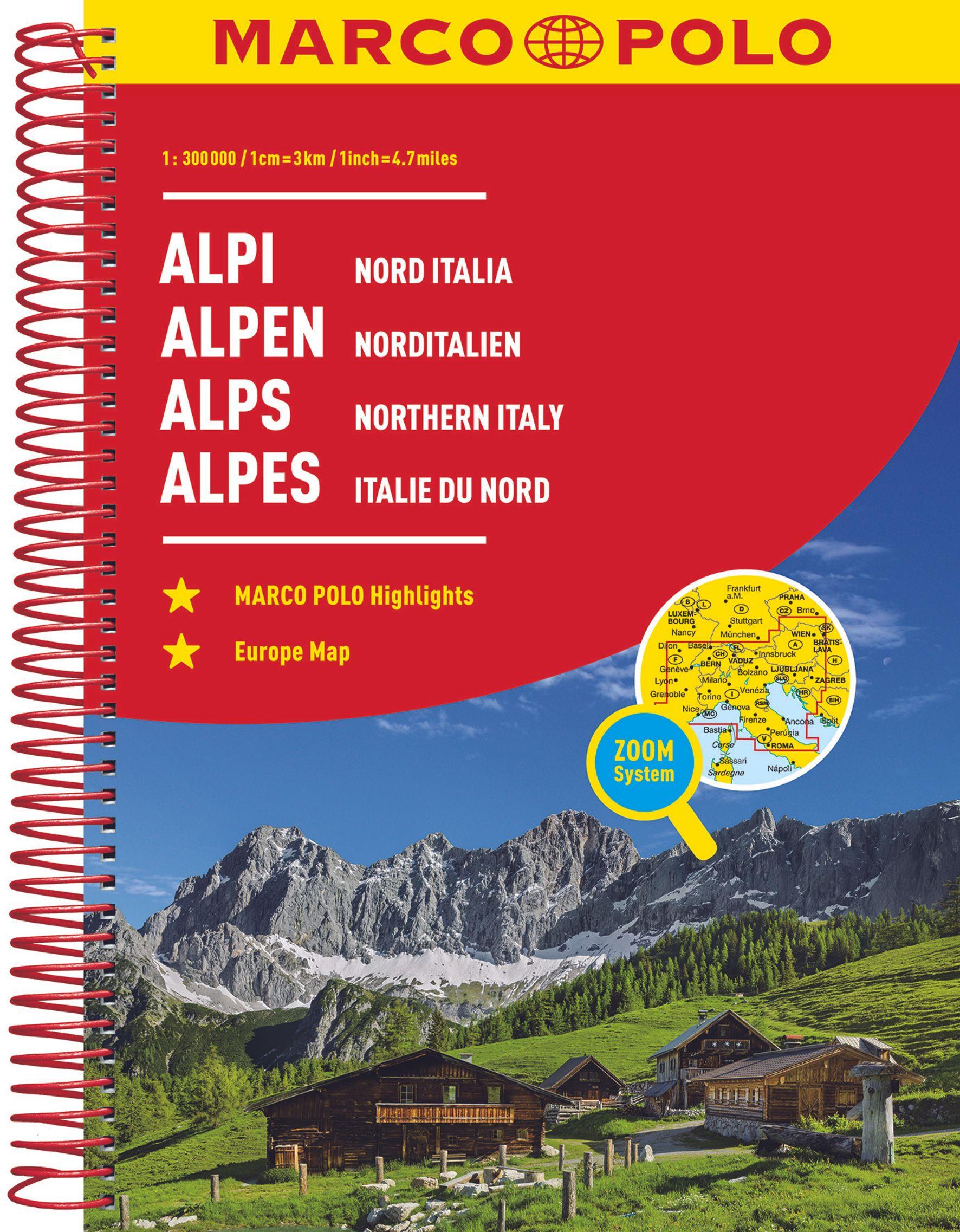 MARCO POLO ReiseAtlas Alpen, Norditalien 1:300 000