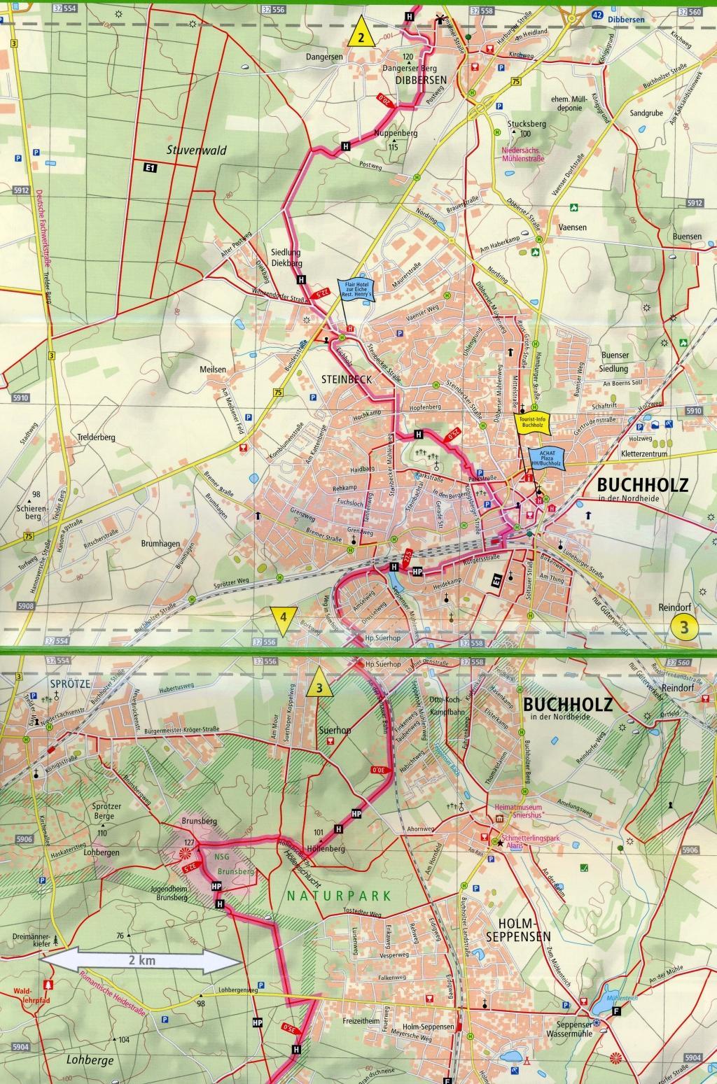 Wanderkarte Heidschnuckenweg, Hamburg-Fischbek - Celle 1 : 35 000