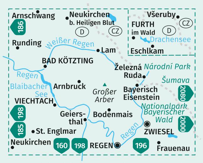 KOMPASS Wanderkarte 195 Nördlicher Bayerischer Wald 1:50.000