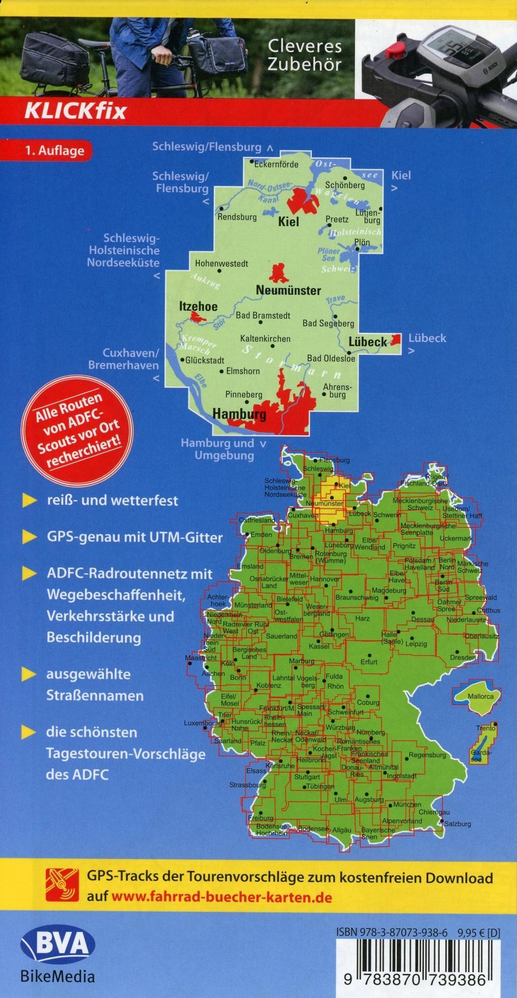 ADFC-Regionalkarte Hamburg/Neumünster/Kiel 1:75.000, reiß- und wetterfest, mit GPS-Tracks-Download