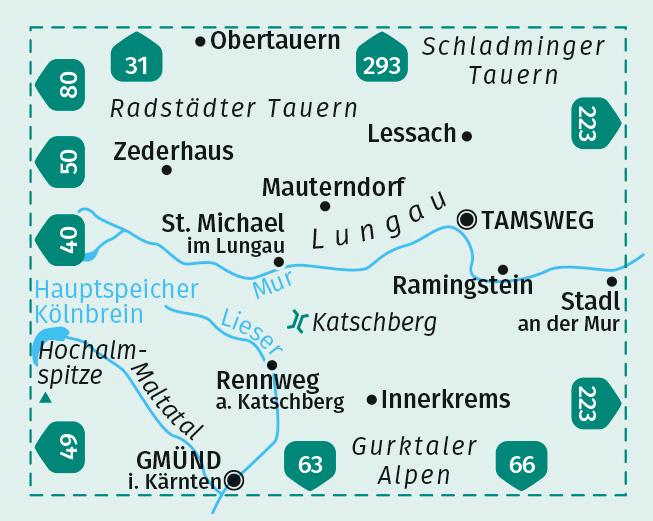 KOMPASS Wanderkarte 67 Lungau, Radstädter Tauern, Maltatal 1:40.000