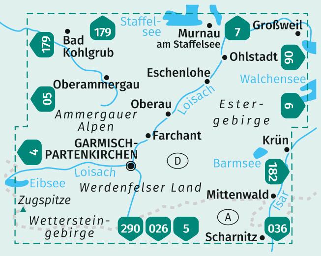 KOMPASS Wanderkarte 07 Werdenfelser Land mit Zugspitze 1:25.000