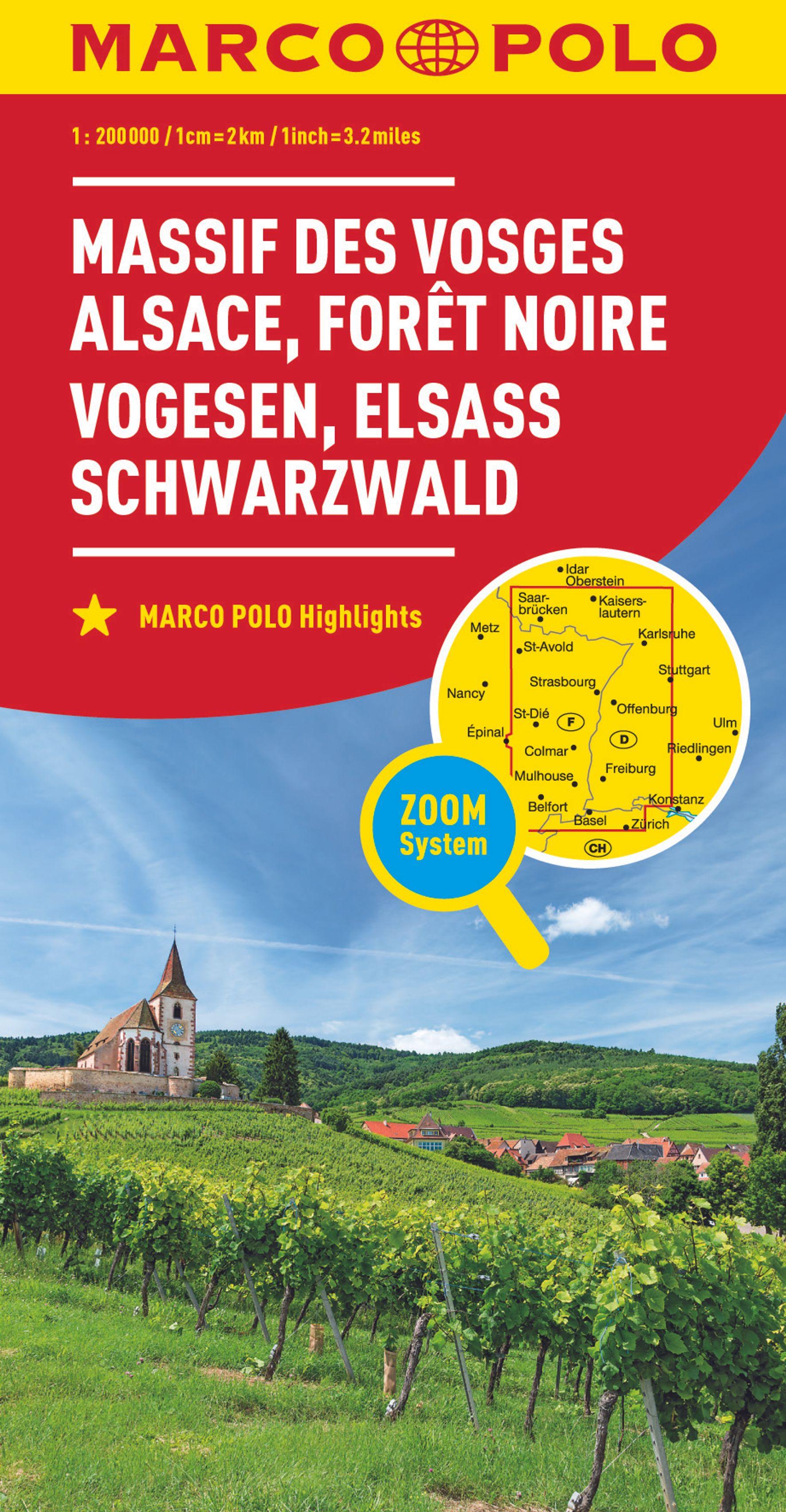 MARCO POLO Karte Frankreich Vogesen, Elsass, Schwarzwald 1:200 000