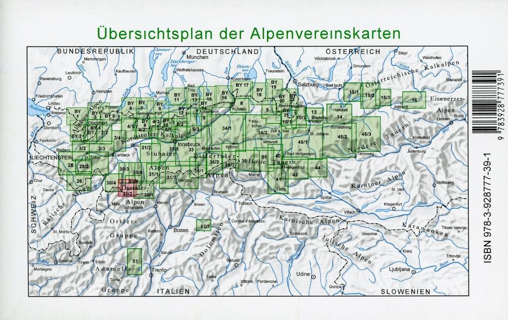 DAV Alpenvereinskarte 30/2 Ötztaler Alpen Weißkugel 1 : 25 000