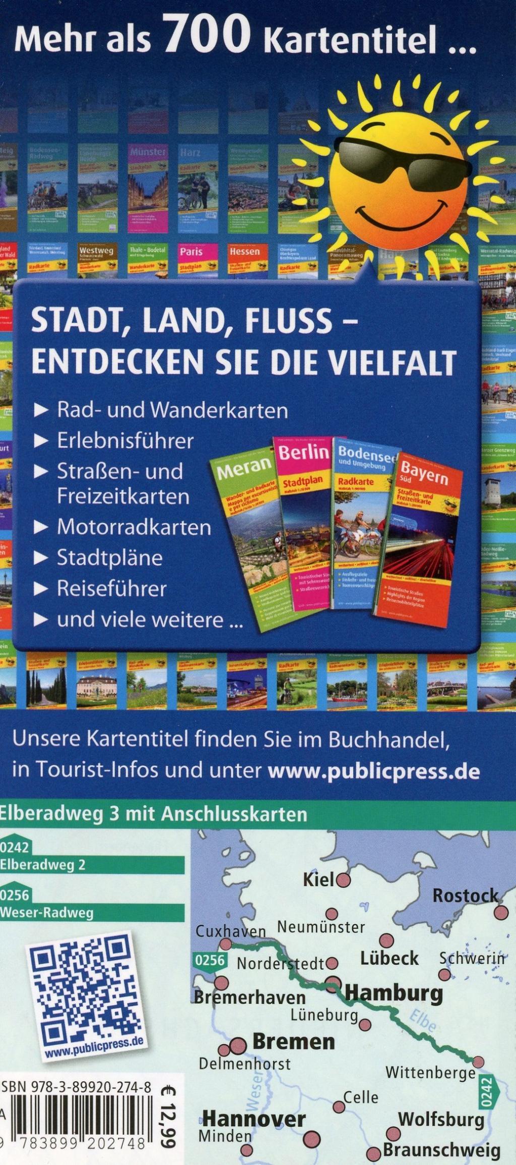 Radwanderkarte Elberadweg 03. Wittenberge - Cuxhaven/Brunsbüttel 1 : 50 000