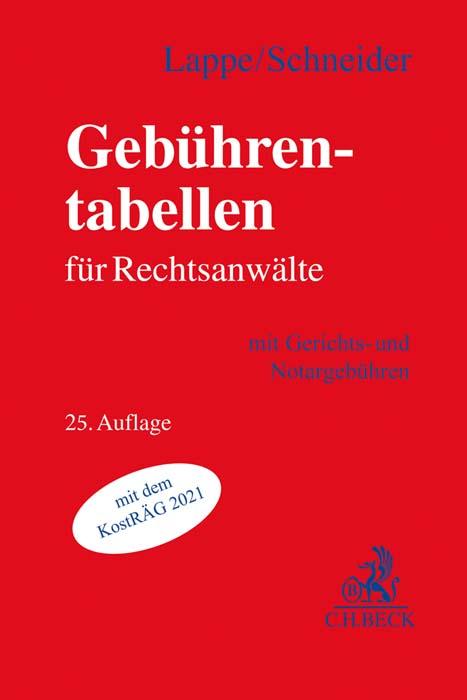 Gebührentabellen für Rechtsanwälte