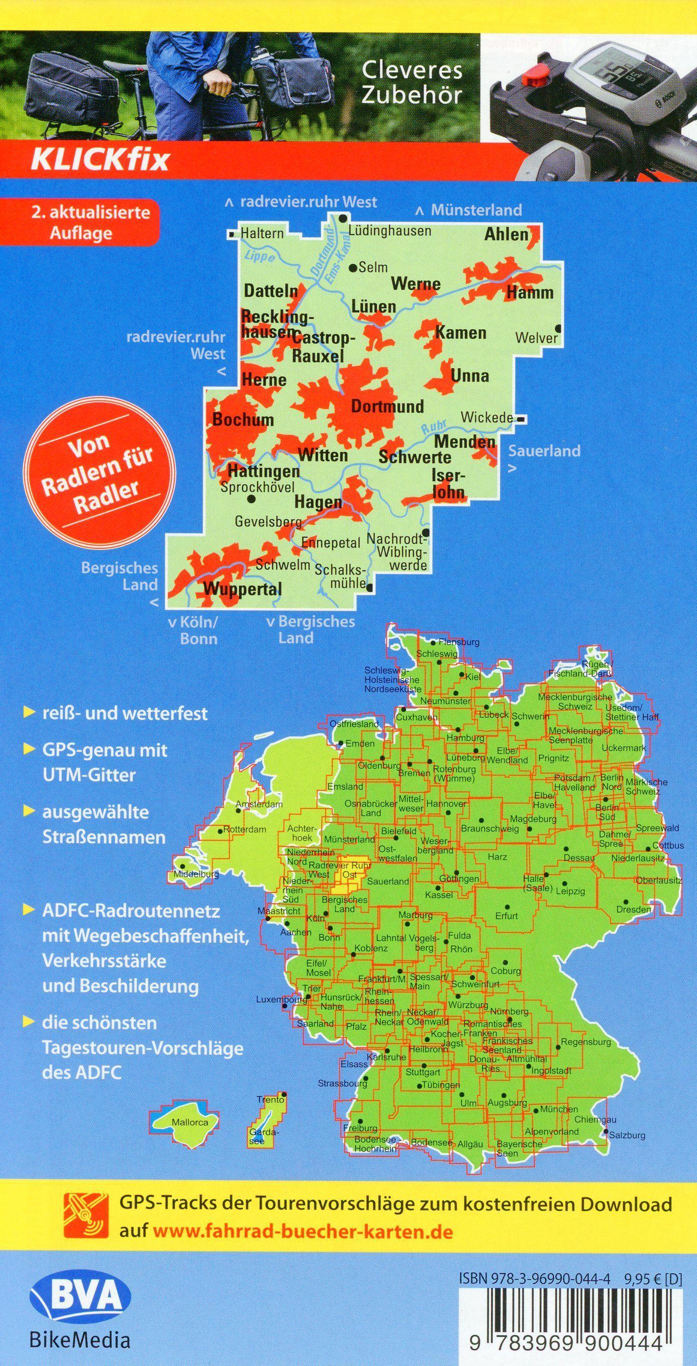 ADFC-Regionalkarte radrevier.ruhr Ost, 1:50.000, mit Tagestourenvorschlägen, reiß- und wetterfest, E-Bike-geeignet, GPS-Tracks Download