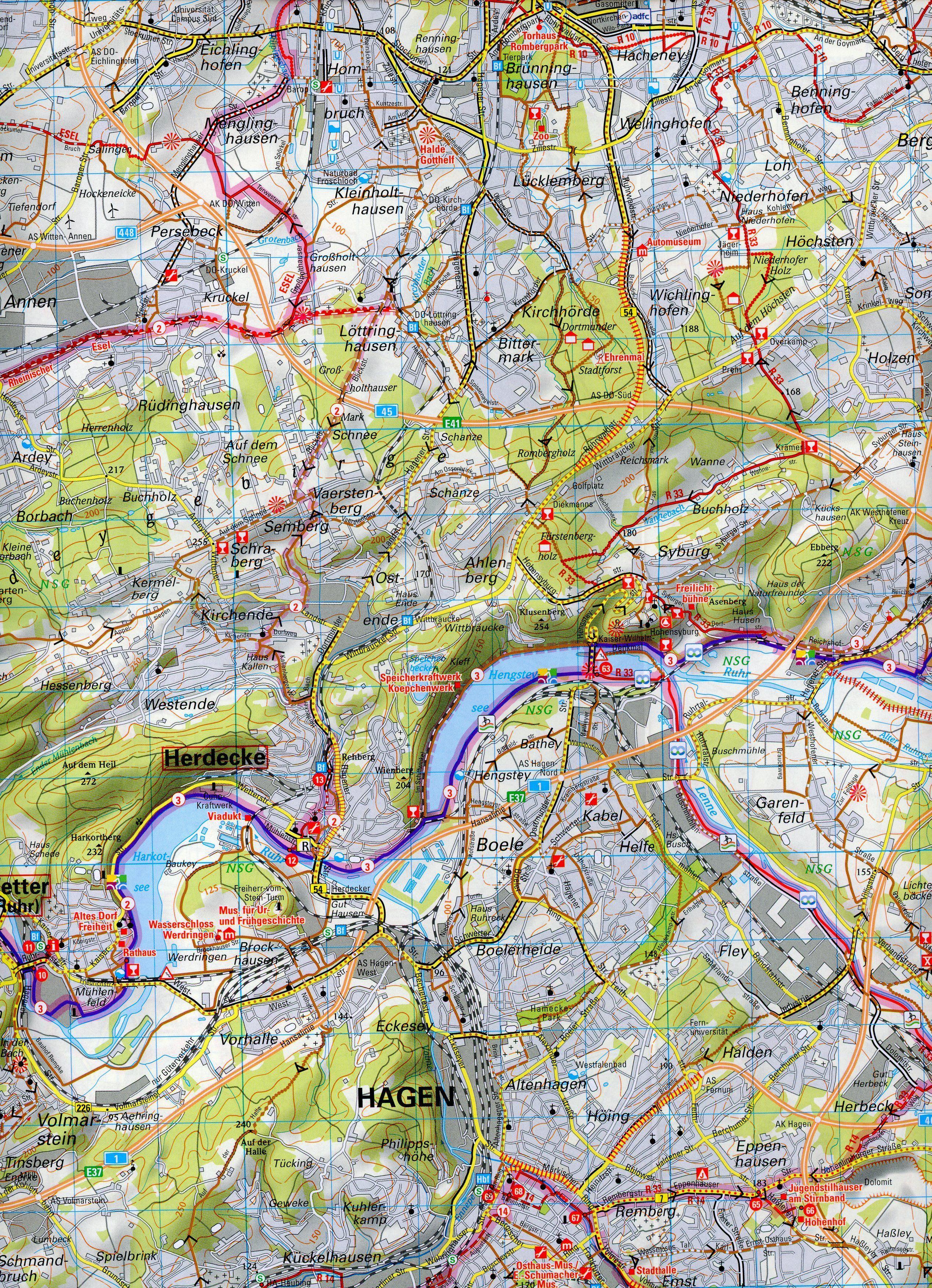 ADFC-Regionalkarte radrevier.ruhr Ost, 1:50.000, mit Tagestourenvorschlägen, reiß- und wetterfest, E-Bike-geeignet, GPS-Tracks Download