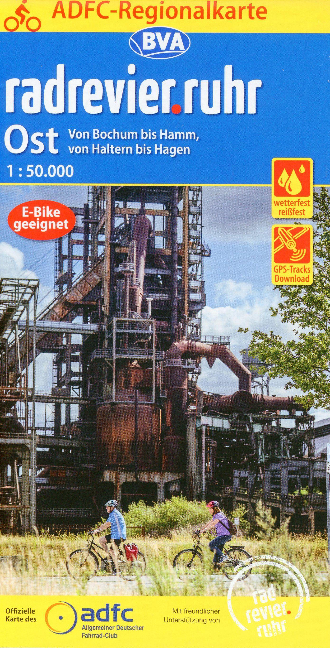 ADFC-Regionalkarte radrevier.ruhr Ost, 1:50.000, mit Tagestourenvorschlägen, reiß- und wetterfest, E-Bike-geeignet, GPS-Tracks Download