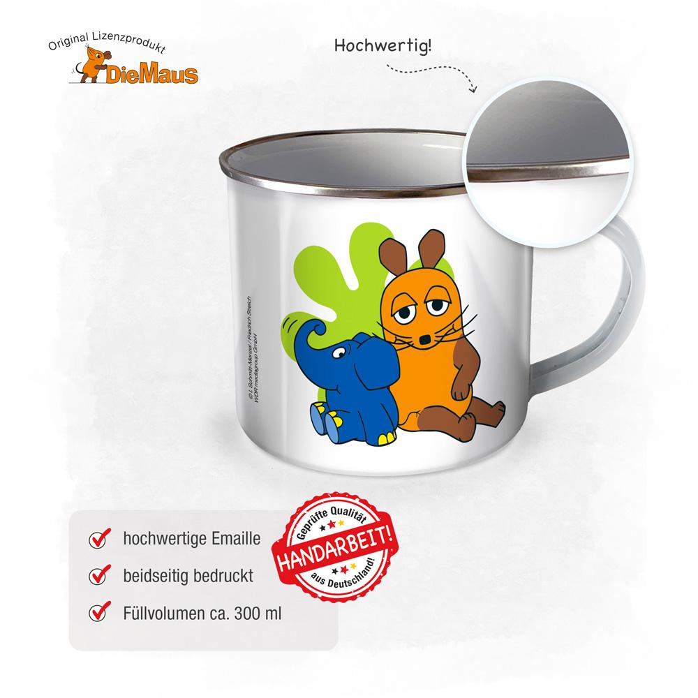 Trötsch Die Maus Emaille Becher Tasse Maus und Elefant