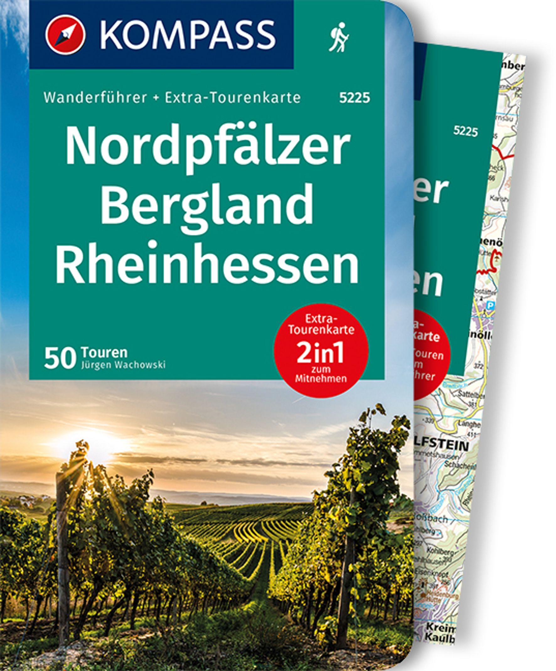 KOMPASS Wanderführer Nordpfälzer Bergland, Rheinhessen, 50 Touren