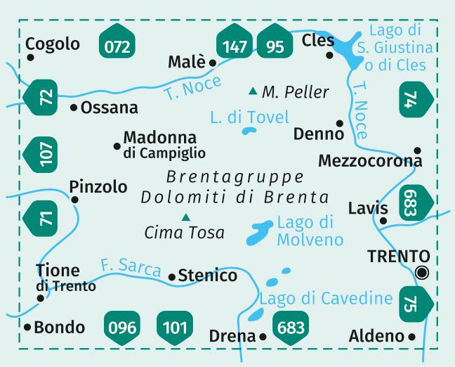 KOMPASS Wanderkarte 73 Brentagruppe, Weltnaturerbe, Dolomiti di Brenta 1:50.000