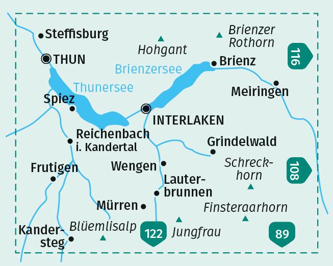 KOMPASS Wanderkarte 84 Jungfrau-Region, Thunersee, Brienzersee 1:40.000