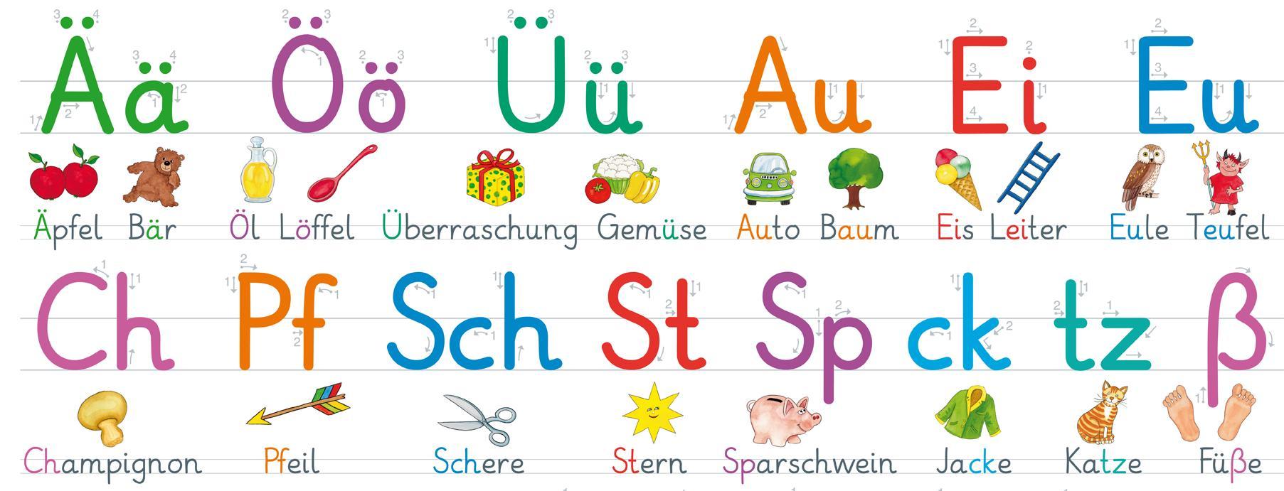 Fragenbär-Lernposter: Mein großes Grundschrift-ABC - Buchstaben und Laute (GS)