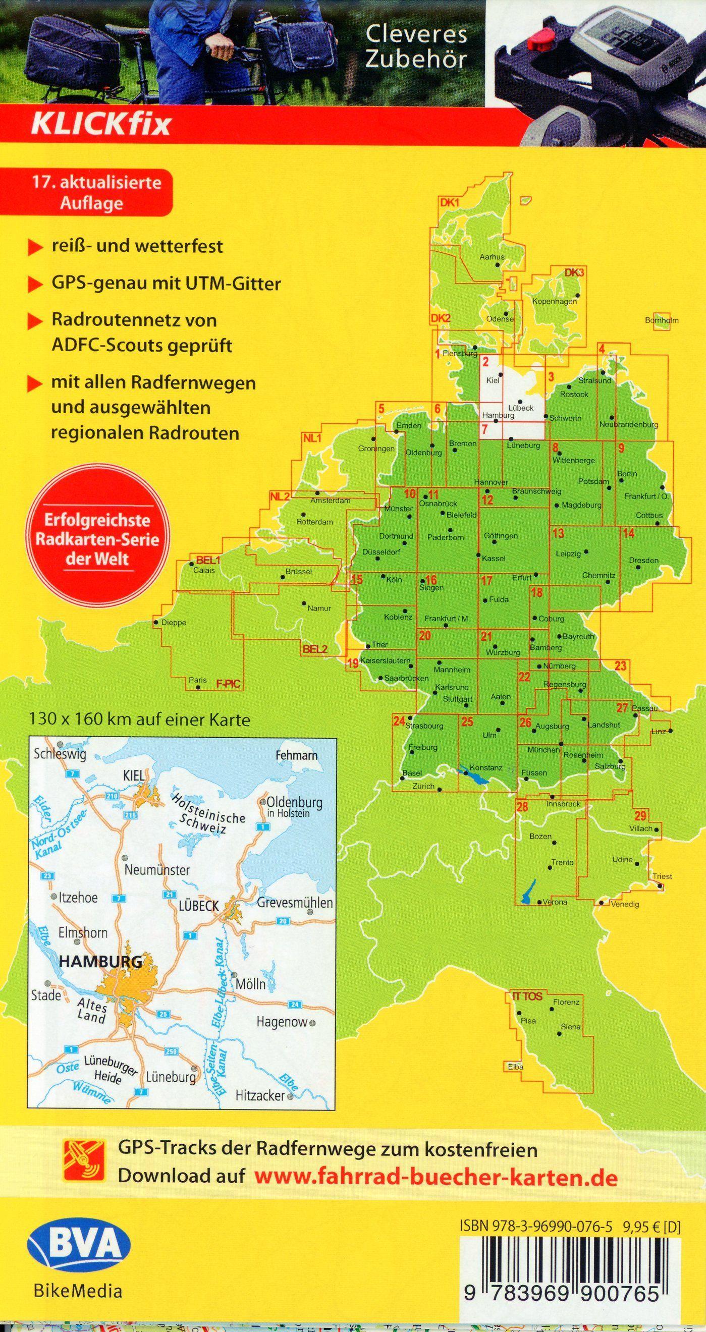 ADFC-Radtourenkarte 2 Holstein Hamburg 1:150.000, reiß- und wetterfest, E-Bike geeignet, GPS-Tracks Download