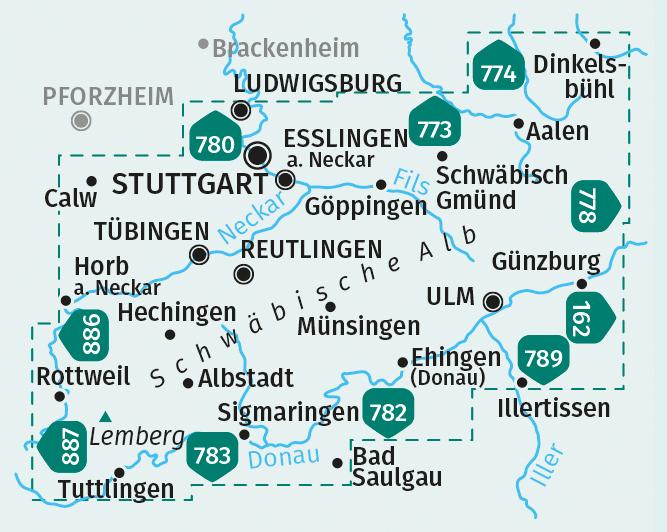 KOMPASS Wanderkarten-Set 767 Schwäbische Alb (4 Karten) 1:50.000