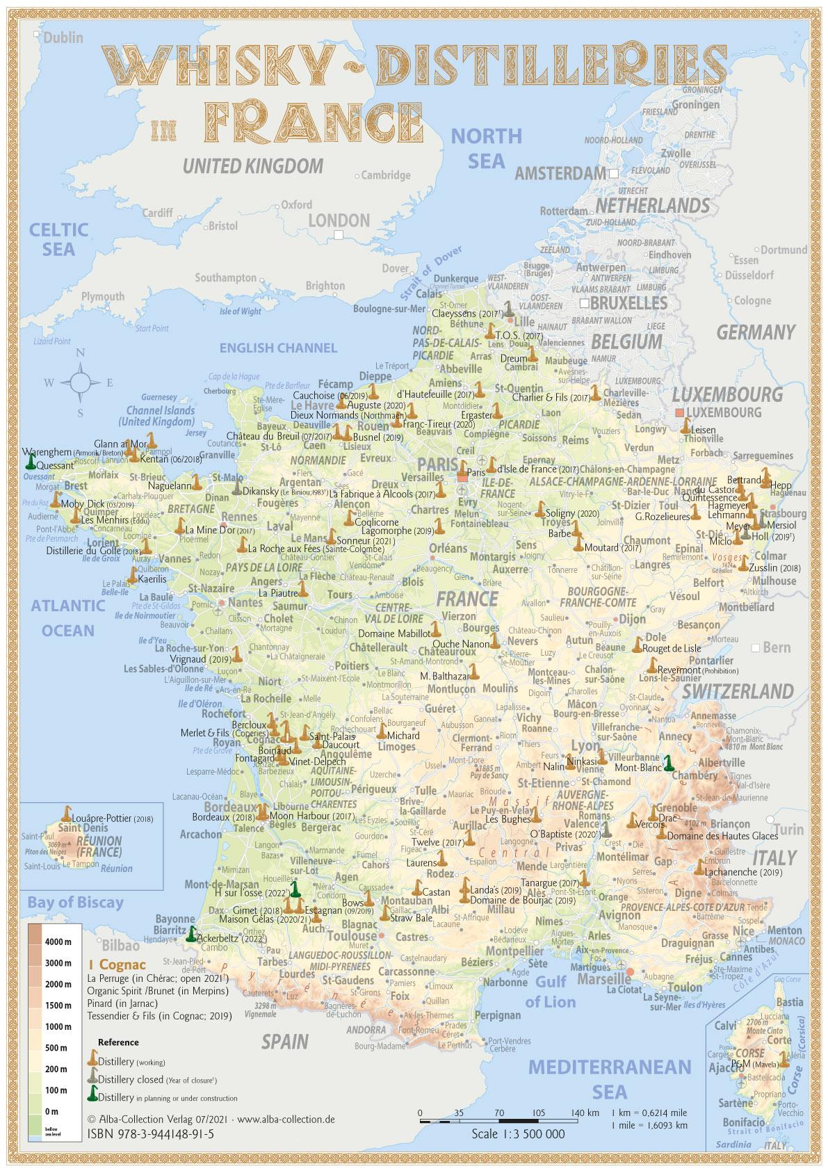 Whisky Distilleries France and BeNeLux - Tasting Map