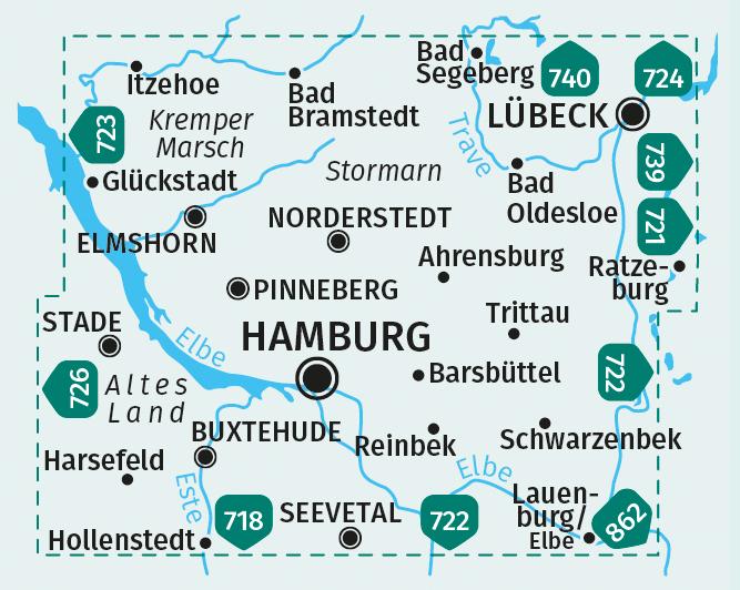 KOMPASS Wanderkarten-Set 725 Hamburg und Umgebung (2 Karten) 1:50.000