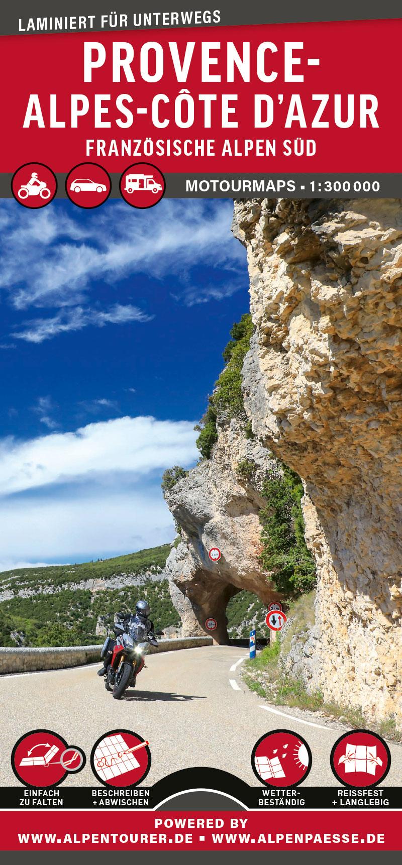 MoTourMaps Provence-Alpes-Côte d'Azur (Französische Alpen Süd) Auto- und Motorradkarte 1:300.000