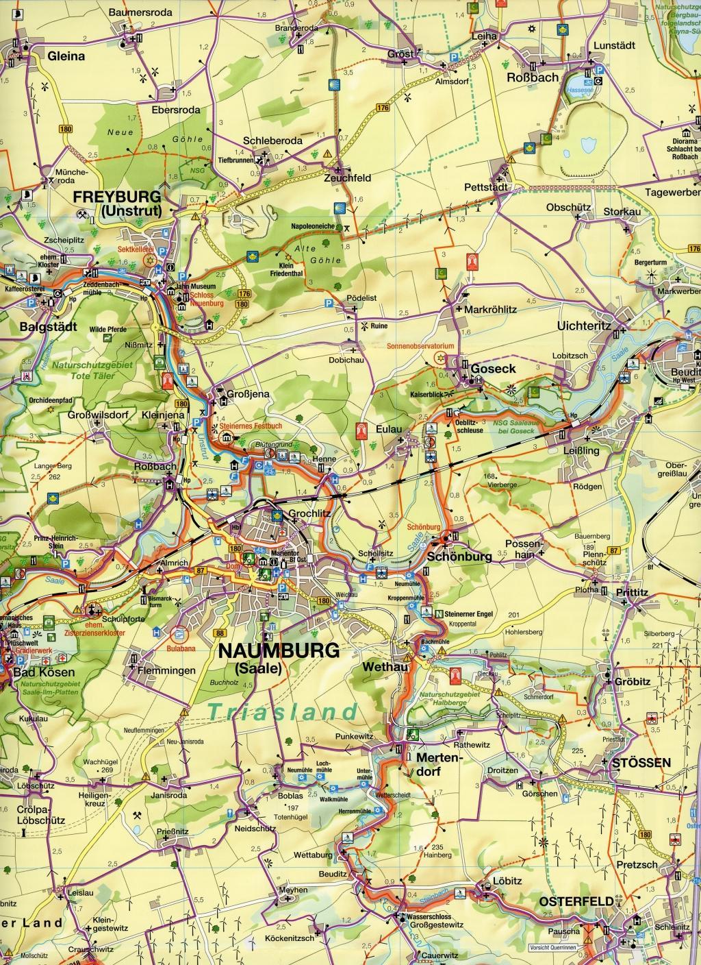 Pocket-Fahrradkarte Naumburg, Saale-Unstrut-Elster-Radacht 1:75.000