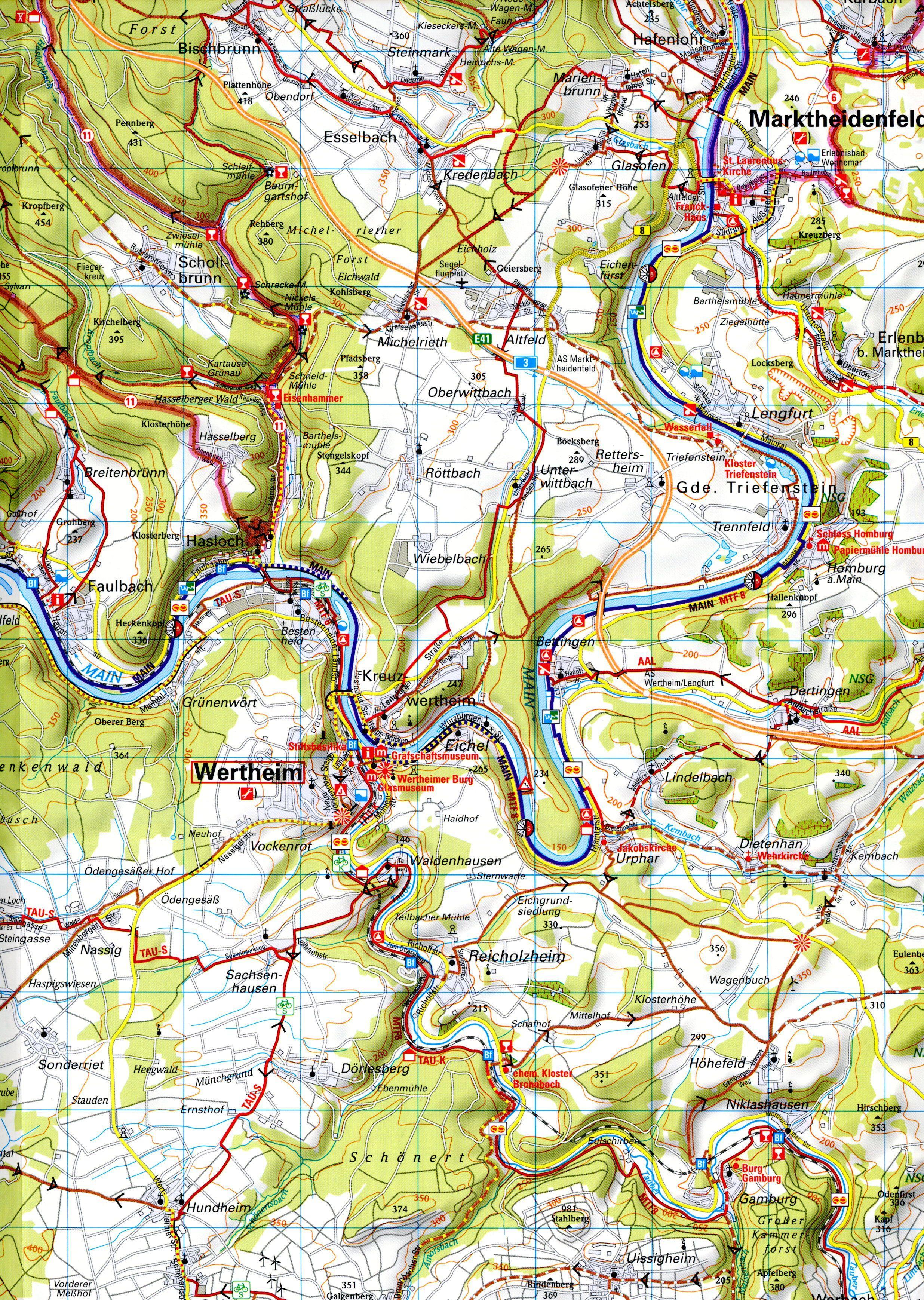 ADFC-Regionalkarte Spessart/Main/Odenwald, 1:75.000, mit Tagestourenvorschlägen, reiß- und wetterfest, E-Bike-geeignet, GPS-Tracks Download