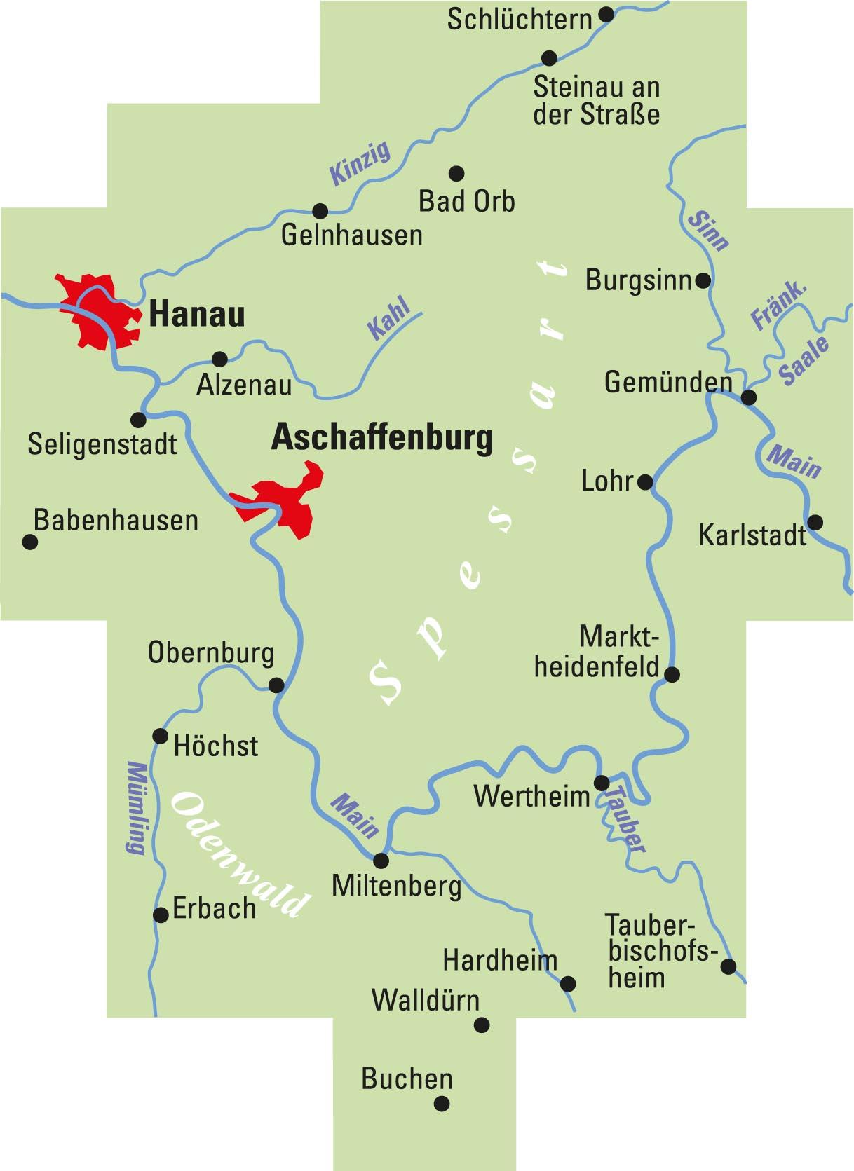 ADFC-Regionalkarte Spessart/Main/Odenwald, 1:75.000, mit Tagestourenvorschlägen, reiß- und wetterfest, E-Bike-geeignet, GPS-Tracks Download